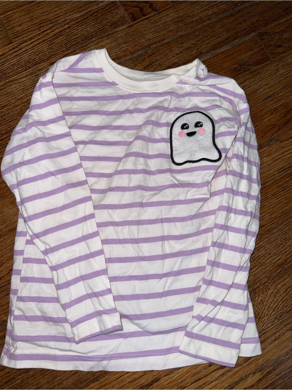 Girls Purple Striped Ghost Shirt